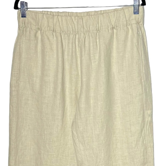 NEW American Giant Linen Pant, Elastic Waist & Pockets, Cropped, Creamy Beige, M - Picture 5 of 12